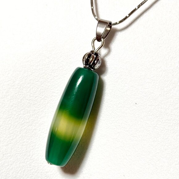 2/$20, Green Dyed Agate Pendant, Large Genuine Gemstone Pendant - Picture 6 of 11